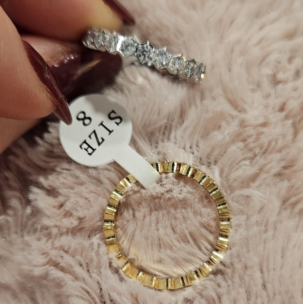 NEW Bezel Mount Stainless Steel Eternity Rings - Multiple Sizes - Picture 5 of 9